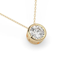 OctaPearl Round Bezel Set Lab Grown Diamond Solitaire Pendant Necklace - alternate view
