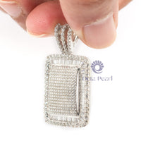 Men’s Round Moissanite Pave Set Dog Tag Charm Pendant