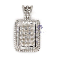 Men’s Round Moissanite Pave Set Dog Tag Charm Pendant