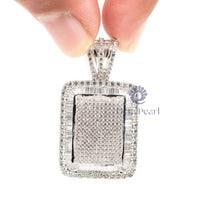 Men’s Round Moissanite Pave Set Dog Tag Charm Pendant