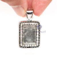 Men’s Round Moissanite Pave Set Dog Tag Charm Pendant