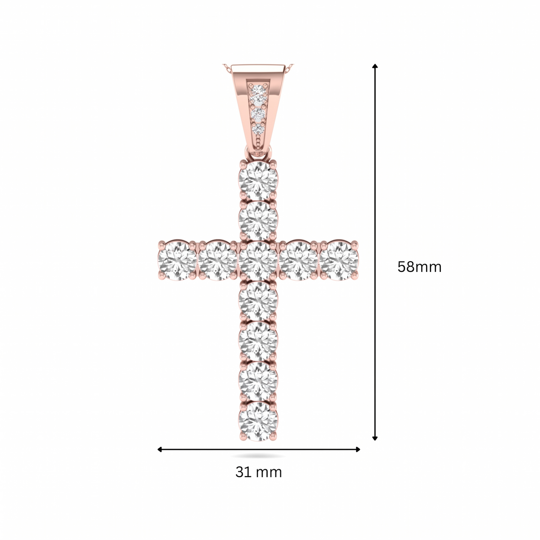 OctaPearl Round Prong Set Lab Grown Diamond Cross Pendant