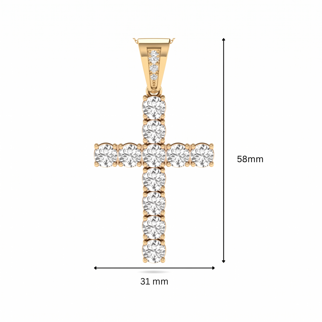 OctaPearl Round Prong Set Lab Grown Diamond Cross Pendant