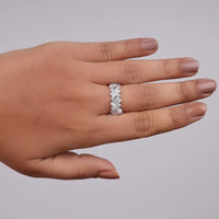 custom moissanite band, elegant wedding ring, thin eternity band, modern moissanite ring, conflict free diamond ring, lab grown ring, fine jewelry, eco friendly ring, sustainable jewelry, luxury ring, wedding jewelry