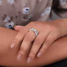 Baguette & Round Cut Moissanite Stackable Eternity Band For Wedding - alternate view