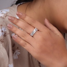 Baguette & Round Cut Moissanite Stackable Eternity Band For Wedding - alternate view