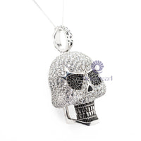 Hip Hop Pave Set Black & White Round Cut CZ Stone Gothic Skeleton Skull Halloween Pendant For Men