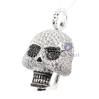 Hip Hop Pave Set Black & White Round Cut CZ Stone Gothic Skeleton Skull Halloween Pendant For Men