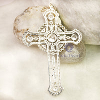 Women's Round Moissanite Bezel Set Vintage Eastern Orthodox Cross Pendant