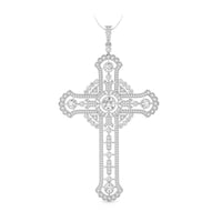 Women's Round Moissanite Bezel Set Vintage Eastern Orthodox Cross Pendant