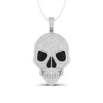 Black & White Round Cut CZ Stone Halloween Gothic Hip Hop Skull Pendant For Men