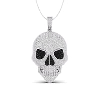 Black & White Round CZ Stone Halloween Gothic Hip Hop Skull Pendant