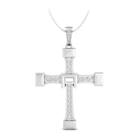 Round Cut Moissanite The Fast & The Furious Inspire Cross Pendant For Men (4/9 TCW)
