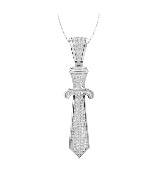 Templar Sword Hip Hop Pendant with Round Moissanite Pave Set for mens