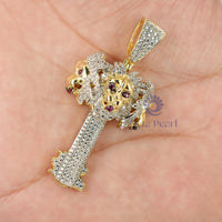 Red Heart & Round CZ Stone Angle Wings Cross Pendan