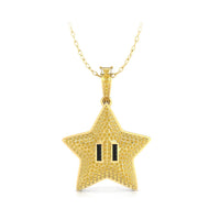 Yellow Round CZ Stone Mario Star Emoji Pendant