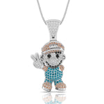 Round Cut Multi Color CZ Stone Mario Game Character Inspire Pendant For Game Lover (1 3/8 TCW)