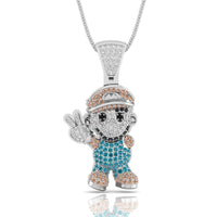 Round Cut Multi Color CZ Stone Mario Game Character Inspire Pendant For Game Lover