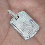 Men’s Round Moissanite Pave Set Dog Tag Charm Pendant For Anniversary Gift