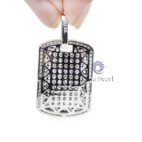 Men’s Round Moissanite Pave Set Dog Tag Charm Pendant For Anniversary Gift