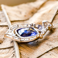 Blue Sapphire Cushion Cut CZ Stone Milgrain Vintage Edwardian Style Pendant For Women