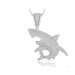 Round Cut Moissanite Shark Fish Pendant For Men & Women ( 4 4/7 TCW )