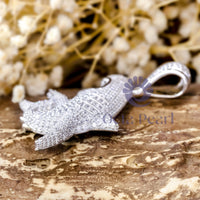 Round Cut Moissanite Shark Fish Pendant For Men & Women