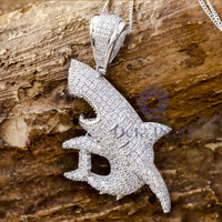 Round Cut Moissanite Shark Fish Pendant For Men & Women