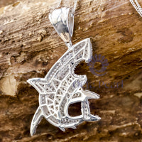 Round Cut Moissanite Shark Fish Pendant For Men & Women