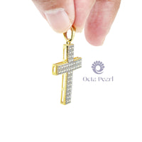 Men Or Women's Round Cut Moissanite Pave Set Religious Cross Pendant For Christmas