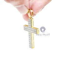 Men Or Women's Round Cut Moissanite Pave Set Religious Cross Pendant For Christmas