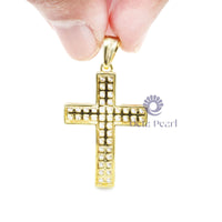 Men Or Women's Round Cut Moissanite Pave Set Religious Cross Pendant For Christmas