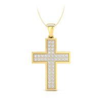 Men Or Women's Round Cut Moissanite Pave Set Religious Cross Pendant For Christmas