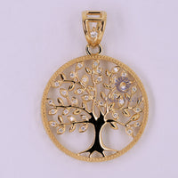 Women’s Round Cut Moissanite Tree Of Love Charm Pendant For Wedding Anniversary Gift