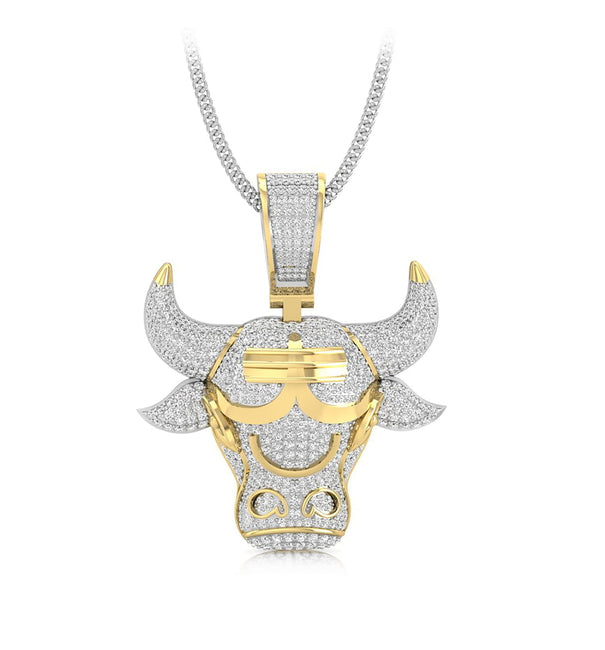 Round Cut Moissanite Men's Chicago Bulls Animal Zodiac Inspire Pendant For Any Occasion