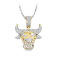 Round Cut Moissanite Men's Chicago Bulls Animal Zodiac Inspire Pendant For Any Occasion