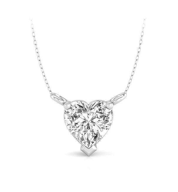 Women's 9 MM Heart Cut White CZ Stone 925 Silver Gorgeous Beautiful Pendant Necklace For Valentine's Gift