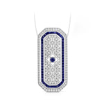 Sapphire Round, Princess & Baguette Cut CZ Stone Box Style Art Deco Edwardian Two In One Pendant & Brooch For Unisex