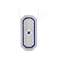 Sapphire Round, Princess & Baguette Cut CZ Stone Box Style Art Deco Edwardian Two In One Pendant & Brooch For Unisex