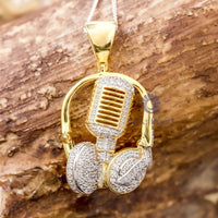 Moissanite Microphone And Headphone Pendant