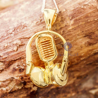 Moissanite Microphone And Headphone Pendant