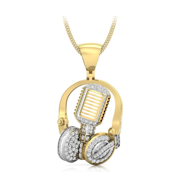 Round Cut Moissanite Microphone And Headphone Pendant For Music Lover