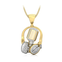 Round Cut Moissanite Microphone And Headphone Pendant For Music Lover