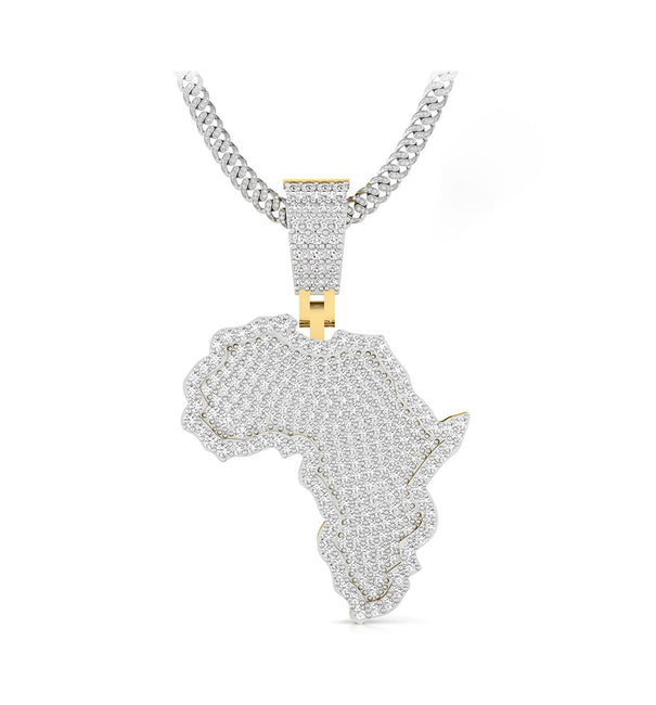 Men & Women's Round Cut Moissanite Africa Country Map Pendant For Birthday Gift