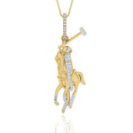 Round Cut Moissanite Polo Horse Sport Charm Pendant For Men ( 2/3 TCW )