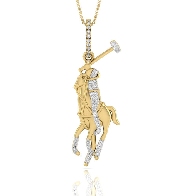 Round Cut Moissanite Polo Horse Sport Charm Pendant For Men ( 2/3 TCW )