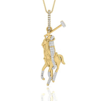 Round Cut Moissanite Polo Horse Sport Charm Pendant For Men