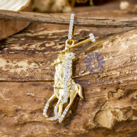 Round Cut Moissanite Polo Horse Sport Charm Pendant For Men