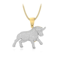 Round Cut Moissanite Zodiac Animal Inspired Taurus Bull Hip Hop Pendant For Men ( 2 3/5 TCW )