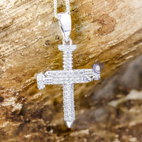 Round Cut Moissanite Religious Jesus Nail Cross Pendant For Men & Women